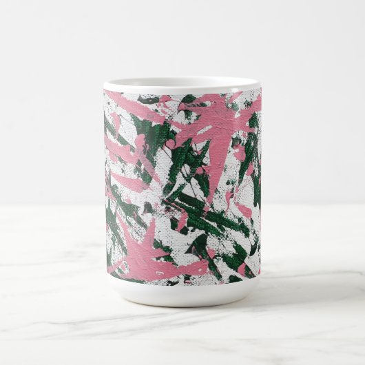 Mug Peinture Abstraite en rose et vert (Centre)