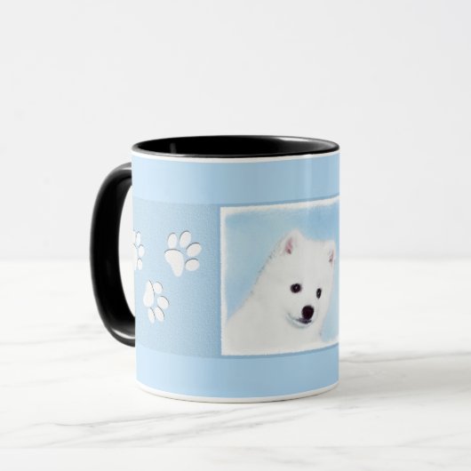 Mug Peinture américaine de chien Eskimo - Art original (Devant gauche)