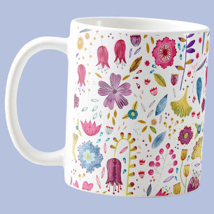 Mug Peinture aquarelle botanique de fleurs sauvages de