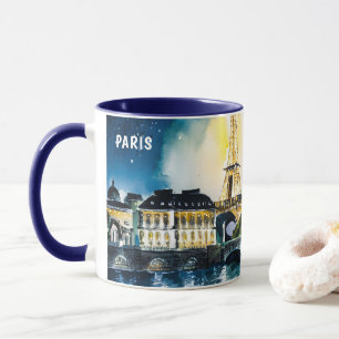 Mug Peinture aquarelle de Paris Vues de nuit #2