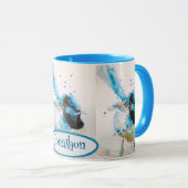 Mug Peinture aquarelle de Wren bleu Oiseaux australien (Devant droit)