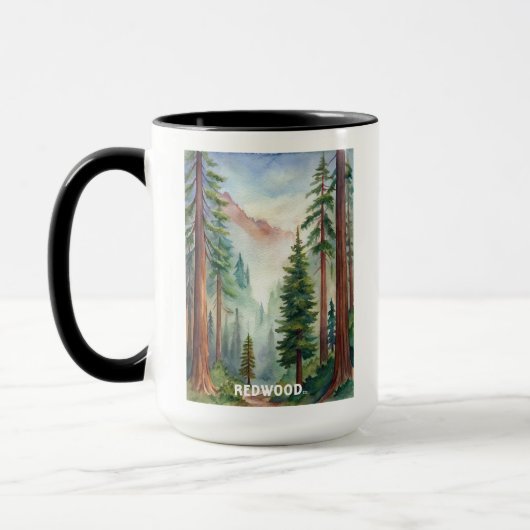 Mug Peinture aquarelle du parc national Redwood (Gauche)