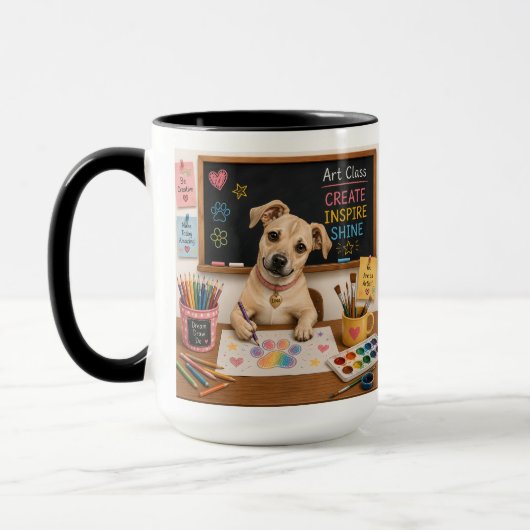 Mug Peinture aquarelle d'un chien d'école mignon (Gauche)