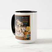 Mug Peinture aquarelle d'un chien d'école mignon (Devant gauche)