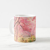 Mug Peinture aquarelle paysage rose fleur rouge rose d (Devant gauche)