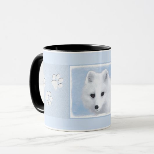 Mug Peinture Arctic Fox - Art original de la faune (Devant gauche)