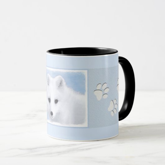 Mug Peinture Arctic Fox - Art original de la faune (Devant droit)
