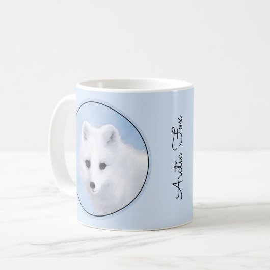 Mug Peinture Arctic Fox - Art original de la faune (Devant gauche)