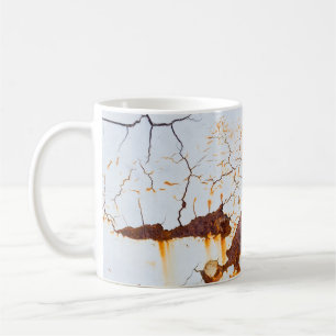 Mug Peinture blanche fêlée, voiture rouillée.