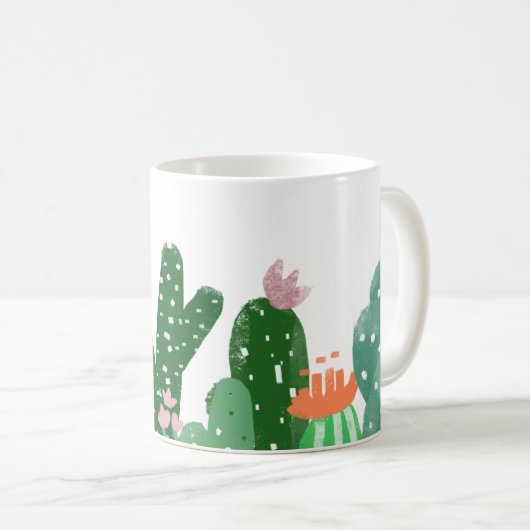 Mug Peinture Boho Cactus en vert personnalisée (Devant droit)