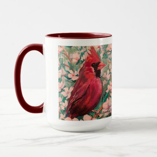 Mug Peinture cardinale moderne blanche et rouge (Gauche)