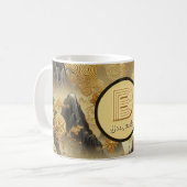 Mug Peinture chinoise Faux Golden Dripping Monogramme (Devant gauche)