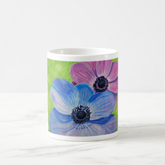 Mug Peinture d'anémones roses et violettes (Centre)