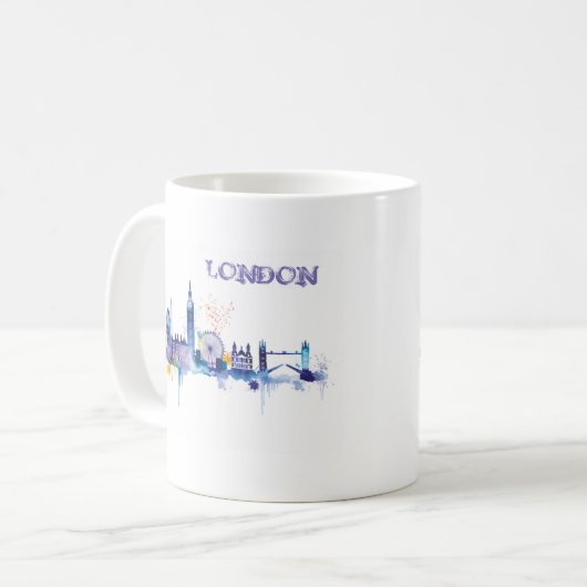 Mug Peinture d'aquarelle d'art londonien (Devant gauche)
