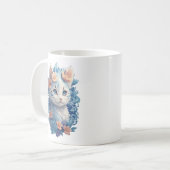 Mug Peinture d'aquarelle de chat mignonne avec éclabou (Devant gauche)