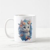 Mug Peinture d'aquarelle de chat mignonne avec éclabou (Gauche)