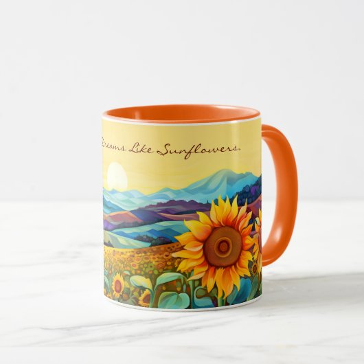 Mug Peinture d'aquarelle de la Vallaire des tournesols (Devant droit)