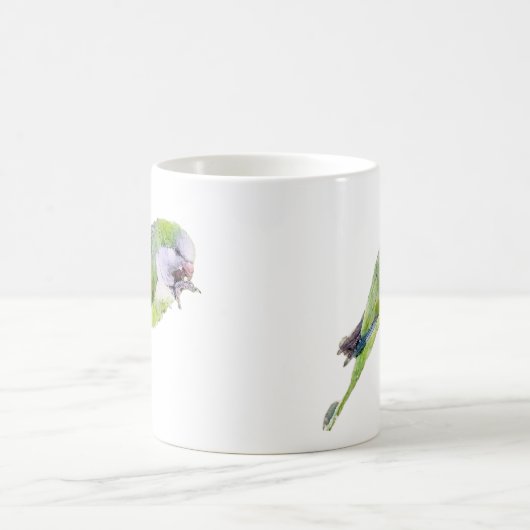 Mug Peinture d'aquarelle de perroquet vert (Centre)