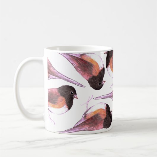 Mug Peinture d'aquarelle d'oiseaux de junco observée (Gauche)