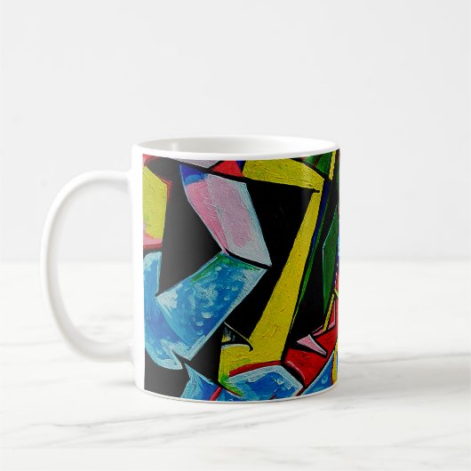 Mug Peinture d'art Abstrait Triangle Curve Carré, tabl (Gauche)