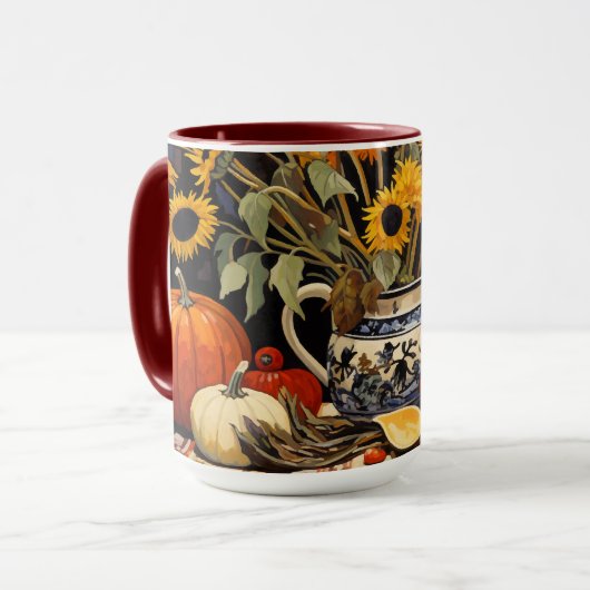 Mug Peinture d'automne de Thanksgiving (Devant gauche)