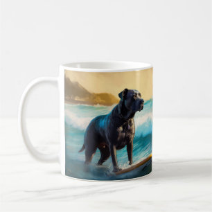 Mug Peinture de Cane Corso faisant du surf sur la plag