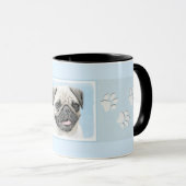 Mug Peinture de carlin - Joli art original de chien (Devant droit)