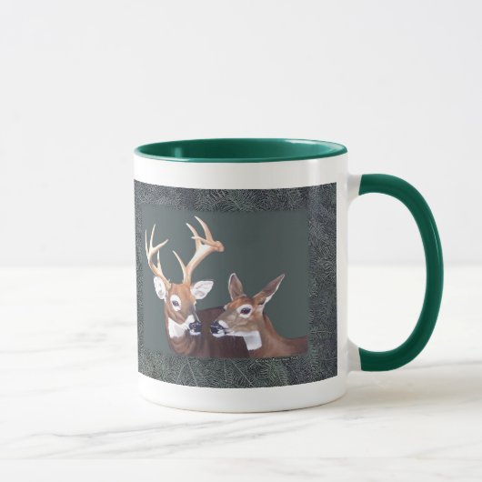 Mug Peinture de cerfs communs de mâle et de daine (Droite)