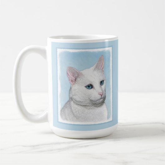 Mug Peinture de chat blanc - Cute Original Cat Art (Gauche)