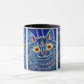 Mug Peinture de chat bleu psychédélique par Louis Wain (Centre)