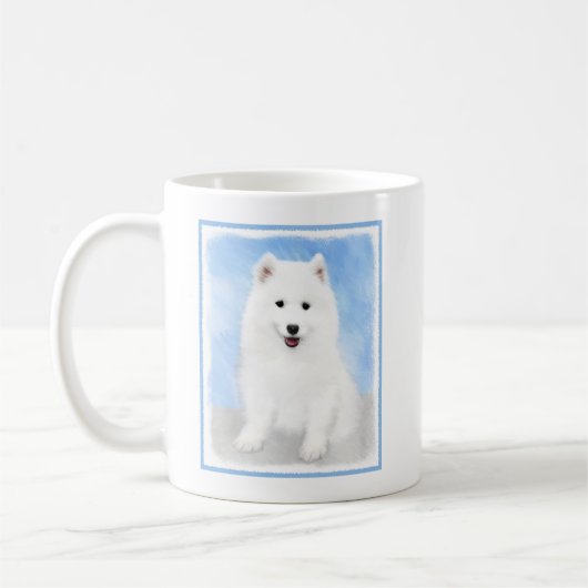 Mug Peinture de chiot Samoyé - Beau art original de ch (Gauche)