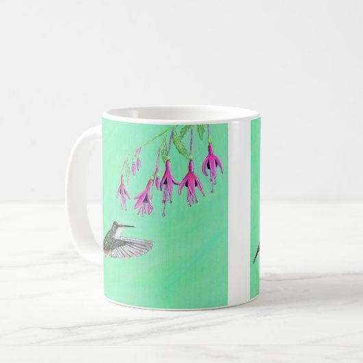 Mug Peinture de colibri et Fuchsia (Devant gauche)