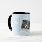 Mug Peinture de collie frontalière - Belle art origina (Devant gauche)
