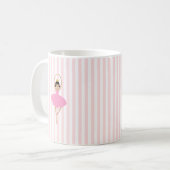 Mug Peinture de danseuse ballerine rayure rose (Devant gauche)