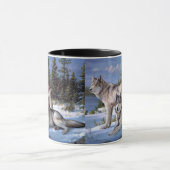 Mug Peinture de deux loups arctiques (Centre)
