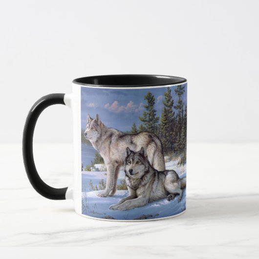 Mug Peinture de deux loups arctiques (Gauche)