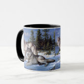 Mug Peinture de deux loups arctiques (Devant gauche)