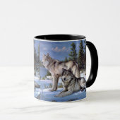 Mug Peinture de deux loups arctiques (Devant droit)