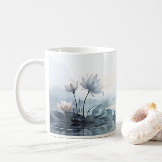 Mug Peinture De Fleur De Lotus (Avec donut)