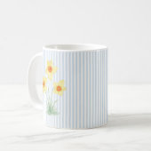 Mug Peinture de fleur de printemps jonquille rayure bl (Devant gauche)
