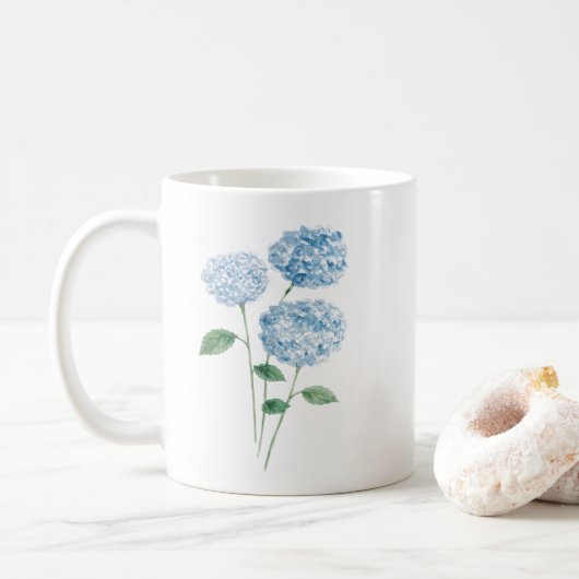 Mug Peinture de Fleur d'Hortensia Bleu (Avec donut)