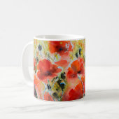 Mug Peinture de fleurs de pavot rouge couleur eau. Fle (Devant gauche)
