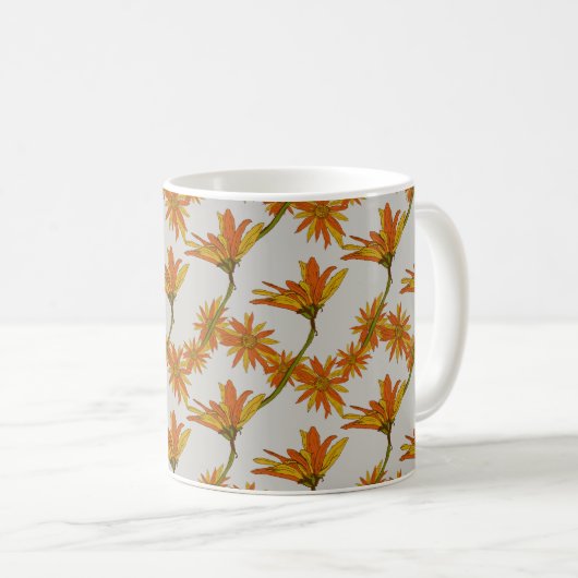 Mug Peinture de fleurs Fleurs Fleurs Faisées Orange Ja (Devant droit)