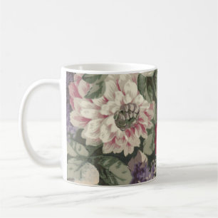 Mug Peinture de fleurs vintage rouge rose bleu blanc