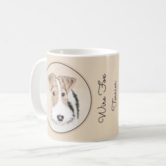 Mug Peinture de Fox Terrier de fil - art original (Devant gauche)