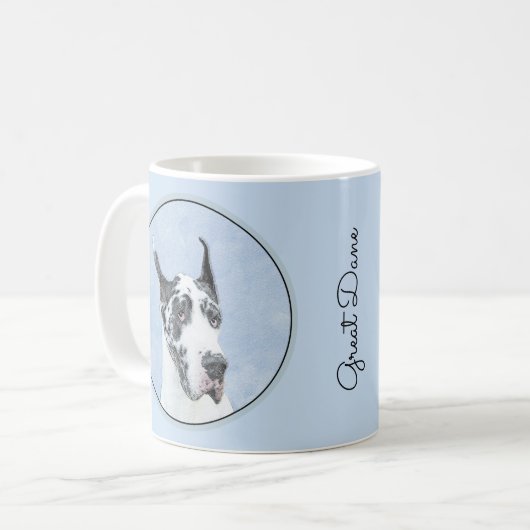 Mug Peinture de Great Dane (Arlequin) - Art original d (Devant gauche)