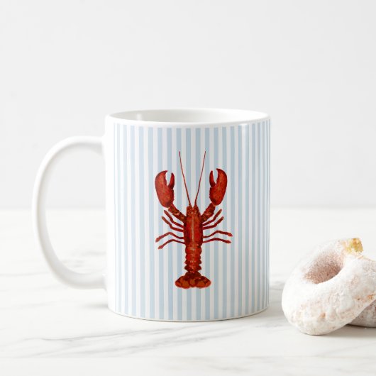 Mug Peinture de homard Bleu Nautique Bleu Bande Côtièr (Avec donut)