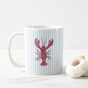 Mug Peinture de homard rayure bleue marine Côtière