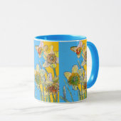 Mug Peinture de jonquille peinte à la main jaune flora (Devant droit)
