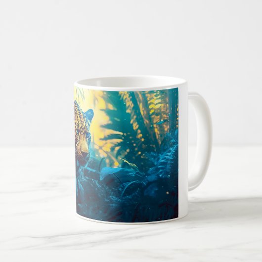 Mug Peinture de la jungle d'un léopard (Devant droit)